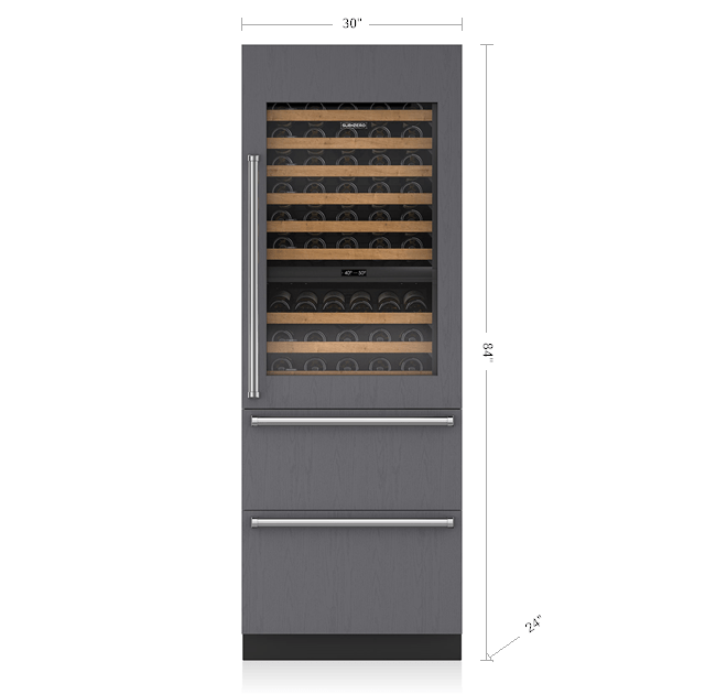 Sub Zero 30 Designer Wine Storage Refrigerator Drawers Panel Ready