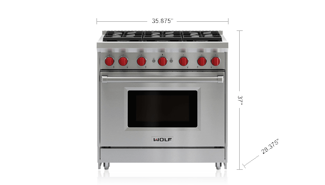 36 Gas Range 6 Burners Gr366 Wolf Rangetop