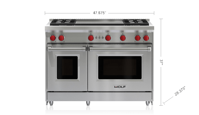 48 Gas Range 4 Burner Infrared Dual Griddle Wolf Rangetop