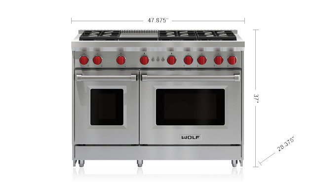 48 Gas Range 6 Burners And Infrared Griddle Wolf Rangetop