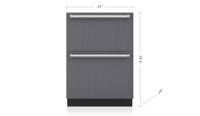 24 Inch Overlay Panel Door Undercounter Freezer Drawer