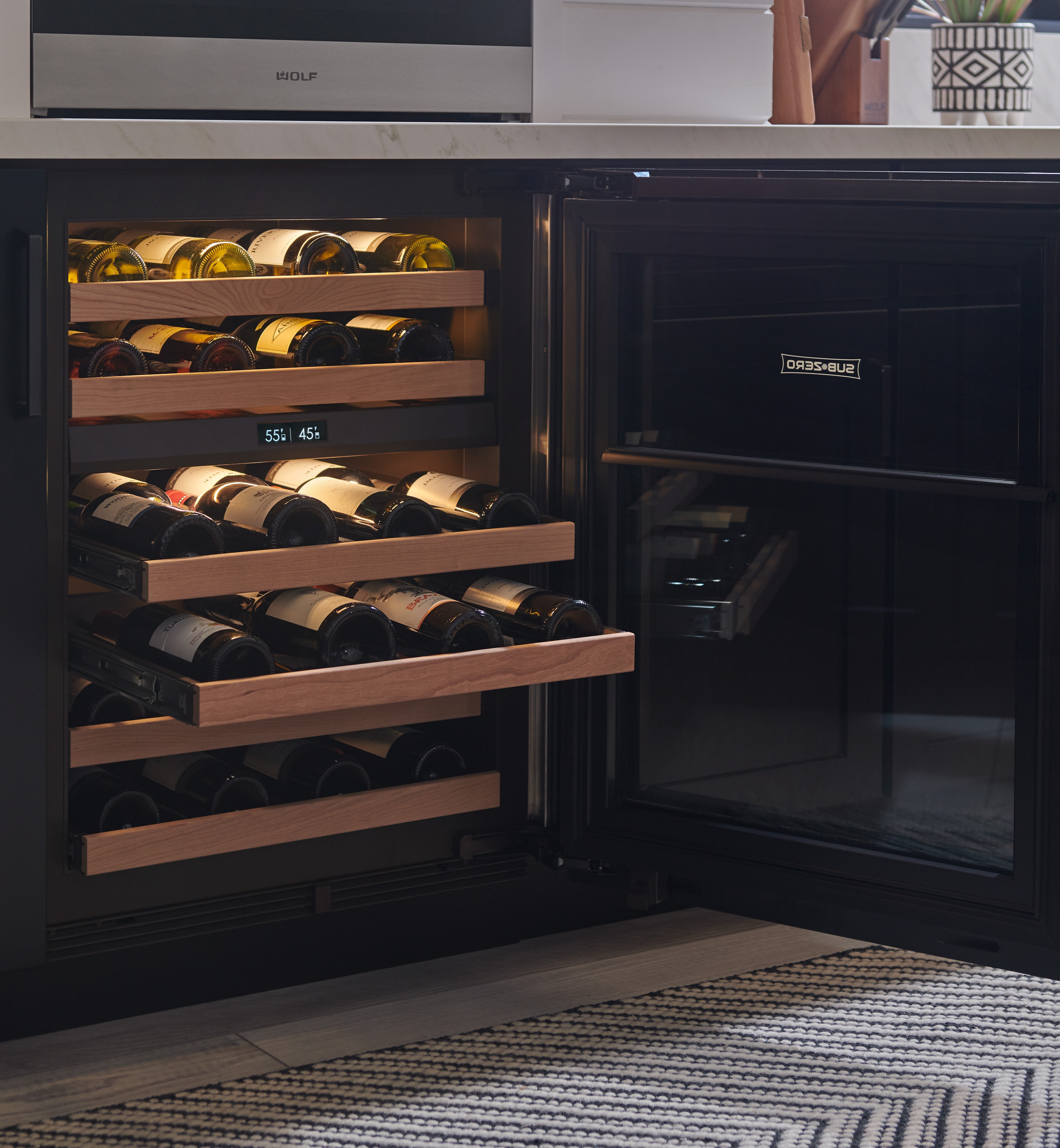 Wine fridge and online rack