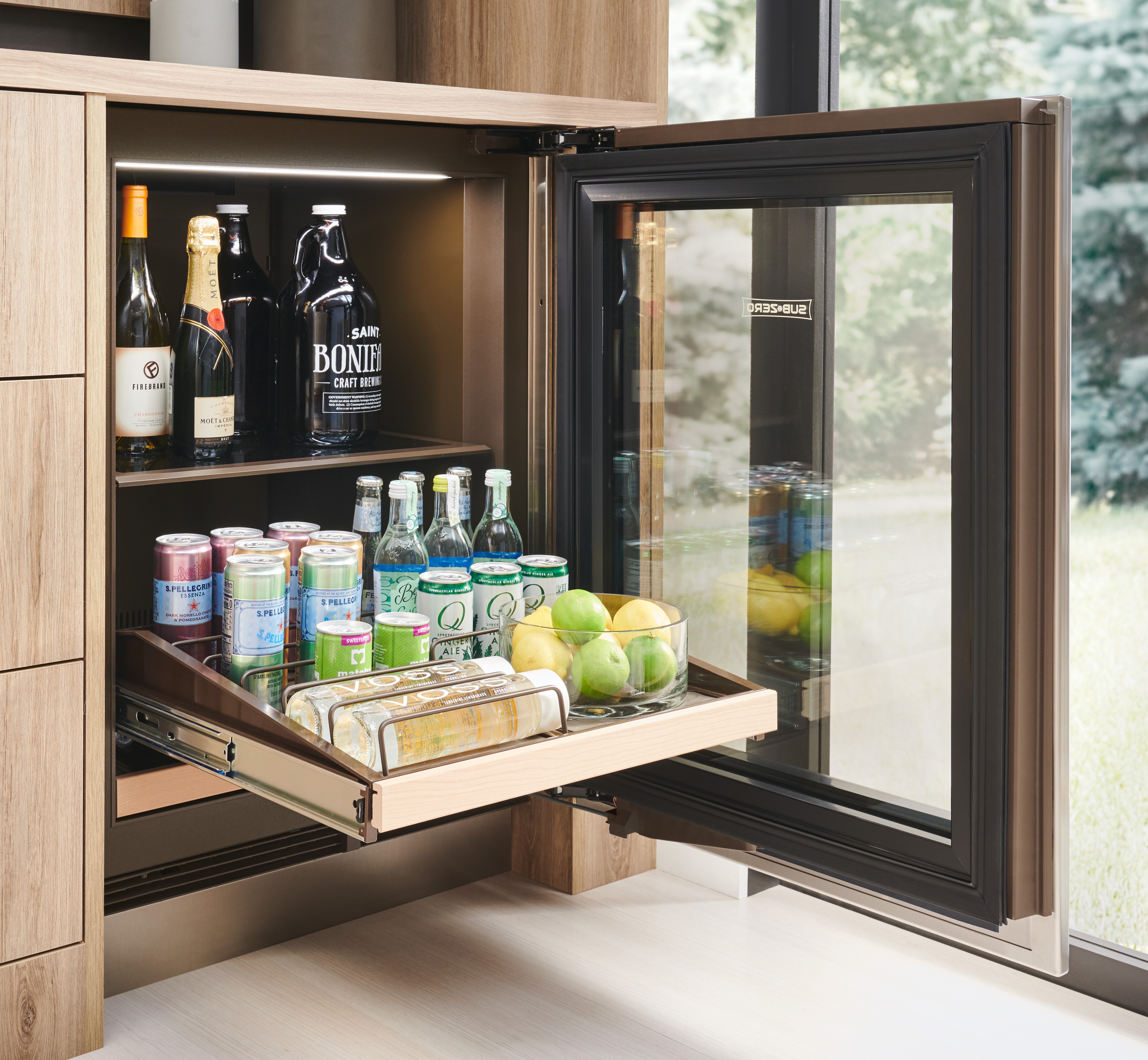 Under counter store integrated drinks fridge